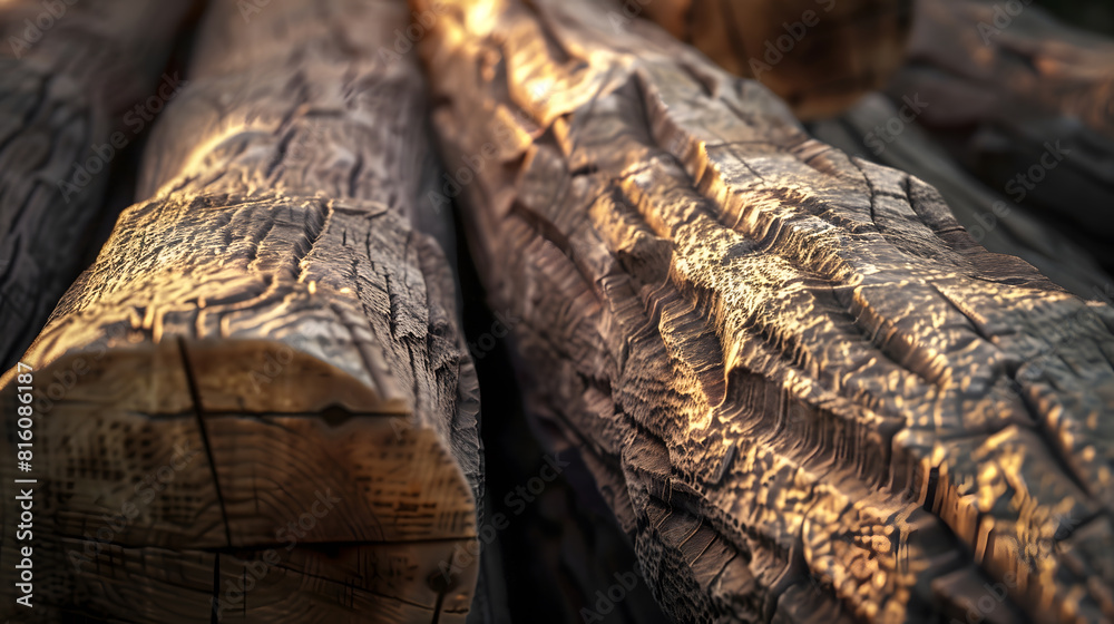 Aufkleber Planks logs a drawing of a tree Background for design and presentations : Generative AI