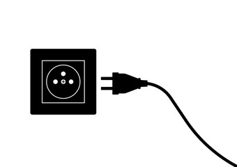 Electric Socket and Plug Symbol. Save Energy and Electricity Concept. Vector Illustration. 