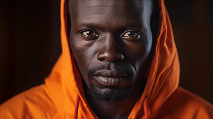 portrait of a south sudanese, orange background