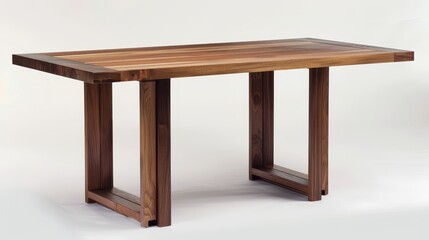 The photo shows a beautiful handcrafted wooden table. It has a smooth, natural finish and would be perfect for any home or office.