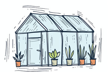 Minimalist Greenhouse Design, Elegant Botanical Structure