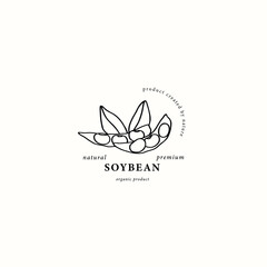Line art soybeans with leaves logo