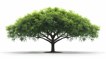 3D Flat Cartoon Style Stately Elm Tree Isolated on White Background: Perfect for Urban Park or Educational Themed Designs