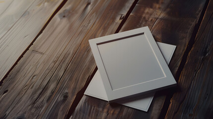 photo polaroid frames mockup on the wooden table : Generative AI