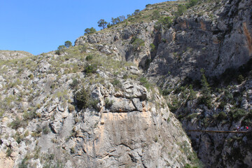 rock in the mountains, rocks in the mountains, landscape with sky, trail in the mountains