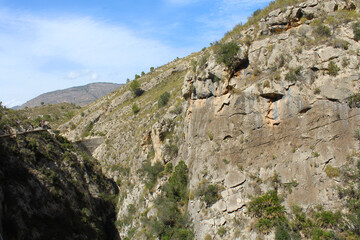 rocks in the mountains, landscape with sky