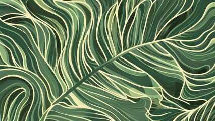 Abstract organic green lines as wallpaper background illustration