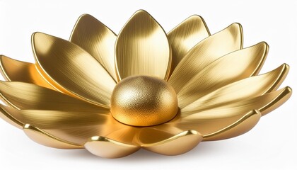 golden metallic 3d flower bud isolated on white single luxury gold floral element generative ai
