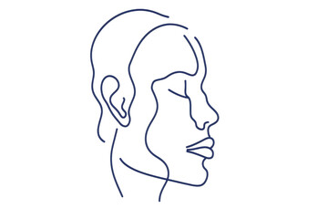 Blue and purple neon glowing circuit board pattern of a woman's face in profile.