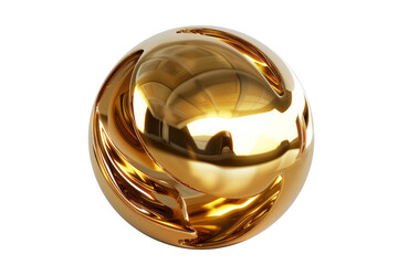 3D rendering of a golden sphere with a shiny surface.