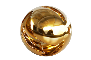 3D rendering of a golden sphere with a shiny surface.