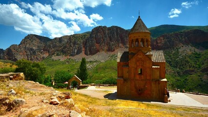 Noravank - a 13th-century Armenian monastery, located 122 km from Yerevan in a narrow gorge made by...