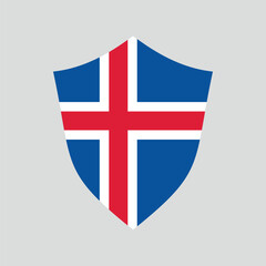 Obraz premium Iceland Flag in Shield Shape Frame
