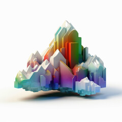 Fototapeta premium generated illustration of 3D geometric shapes with structure and smooth bubble forms of white clouds