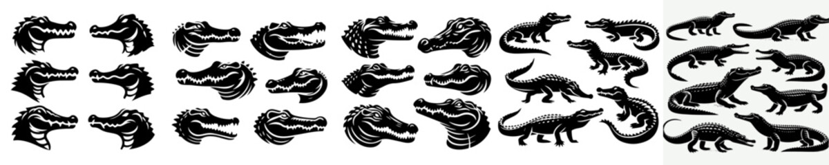 vector set of crocodile silhouettes