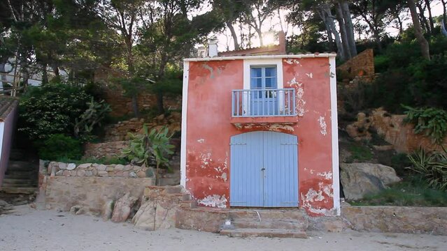 Detail of old fishermen's house in Aiguablava cove. Begur, Costa Brava, Catalonia, Spain.