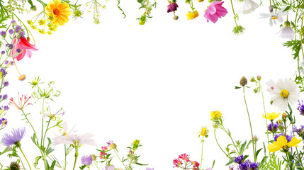 A charming frame border of dainty wildflowers, perfect for adding a touch of nature to any event or invitation