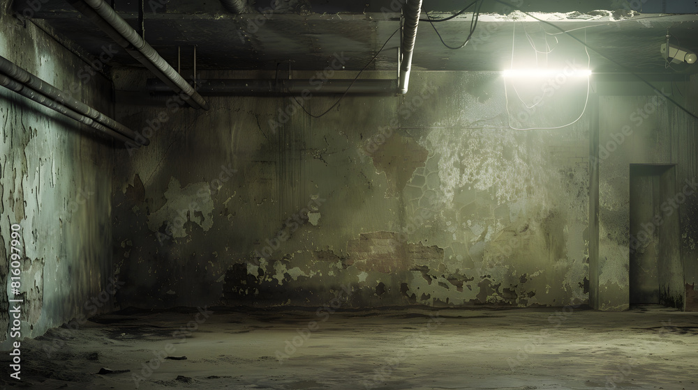 Aufkleber old empty grunge basement room with copy space : generative ai