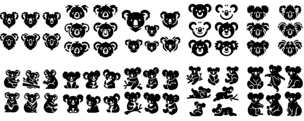 vector set of koala silhouettes