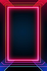 Bright neon frame standing out against a dark black background