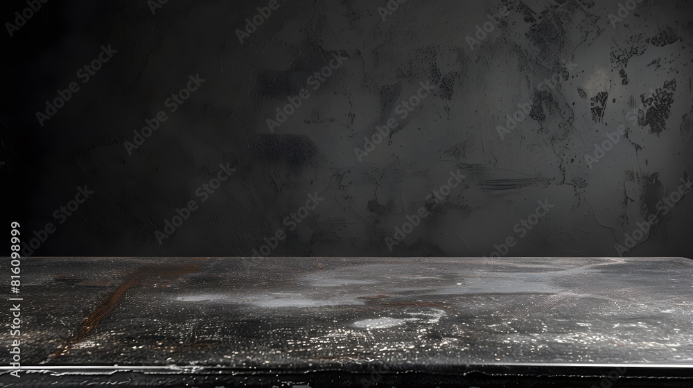 Poster top view gray table or empty old loft stain wall and black cement to dark concrete texture floor for home interior or exterior with architecture rough background or backdrop and wallpa : Generative AI
