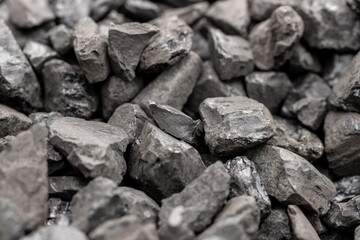 Coal heap closeup, mining concept, extraction.  industry and coal mining