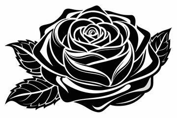  Laser cut rose in monochrome vector artwork illustration 
