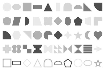 Set of geometric forms, abstract elements. Vector illustration isolated on white background.