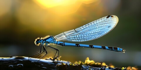 The Striking Appearance of Blue Damselflies: Vibrant Blue Hues and Delicate Bodies. Concept Intriguing Insects, Blue Damselflies, Colorful Wildlife, Nature Photography