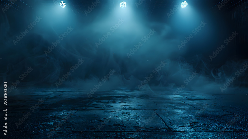 Poster dark street asphalt abstract dark blue background empty dark scene neon light spotlights the concret