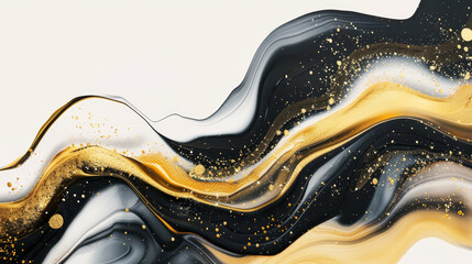 Obraz premium A gold and black wave with gold glitter
