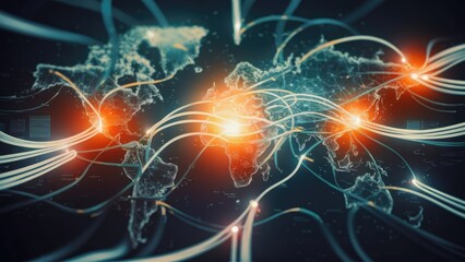 worldwide network connection, digital art illustration