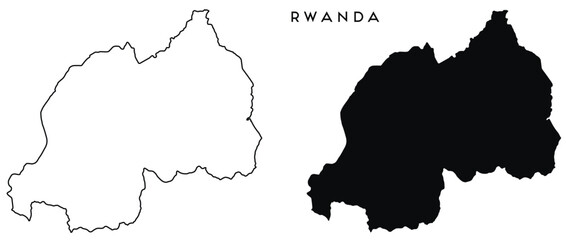 Rwanda map outlined and black vector