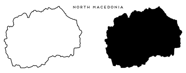 North Macedonia map outlined and black vector