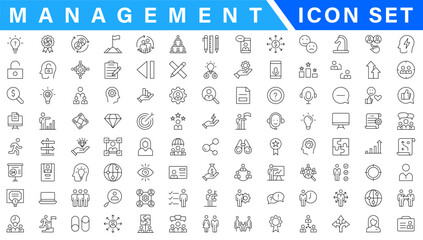 Business and management line icons set. Management icon collection. Vector illustrator