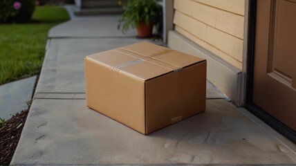 Expedited delivery box outside front door. Overhead view