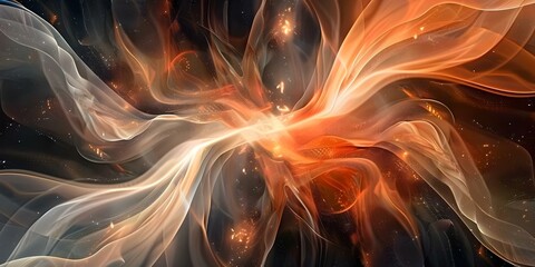 Abstract futuristic tech background with energy waves and particles in void. Concept Technology, Abstract Art, Futuristic Design, Energy Waves, Particles