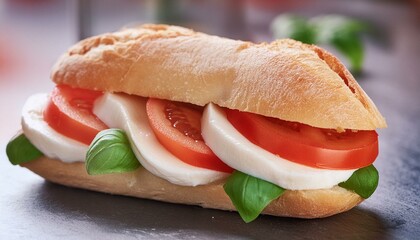 "Mediterranean Delight: Capturing the Essence of a Caprese Sandwich in High Definition"
