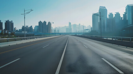 Obraz premium empty highway with cityscape of chongqingChina : Generative AI