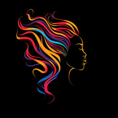 Colorful hair with long flowing strands