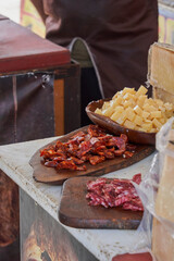 Medieval Market: Sample of delicious sausages and artisan cheese