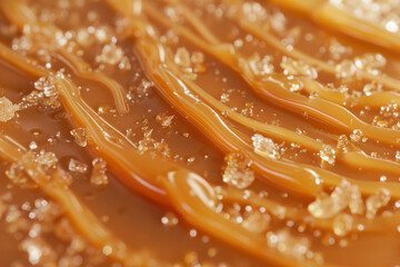 A close up of a brown sauce with sugar on top