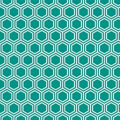 Vertical Hexagonal Geometric Graphic Design Pattern, Dark cyan, White line