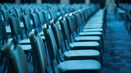 Rows of empty chairs in large Conference hall for Corporate Convention or Lecture : Generative AI