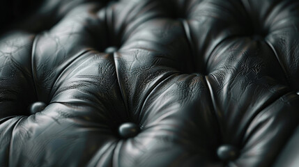 Naklejka premium A close up of a black leather couch with a patterned design