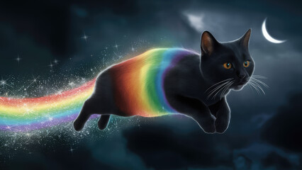 Amazing 3D rendering, realistic on black transparent rainbow animal