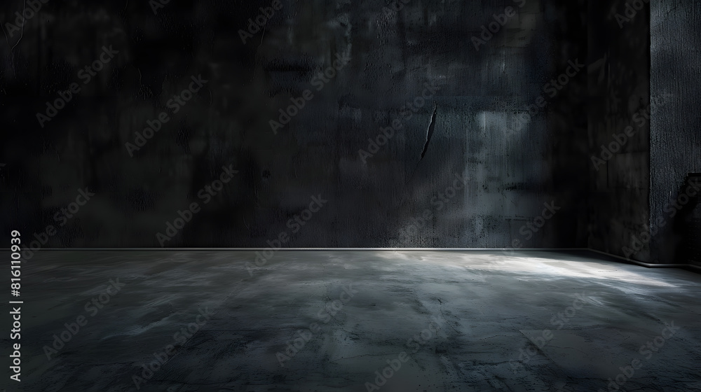 Poster cement floor and black wall backgrounds empty room interior use for display products : generative ai