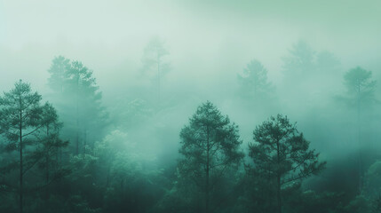 Hazy and unclear forest, uncertainty and confusion, copyspace, fog