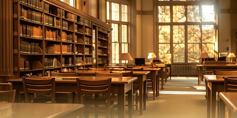 College library a serene sanctuary for learning and studying in peace. Concept College, Library, Study, Learning, Peaceful Environment