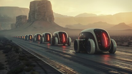 3d Futuristic Vehicle Designs Roaming Across Deserted Highways - Powered by Adobe
